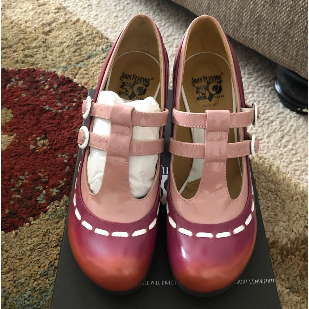 John Fluevog Mary Fields Bellevue TStrap Rose sz 6.5